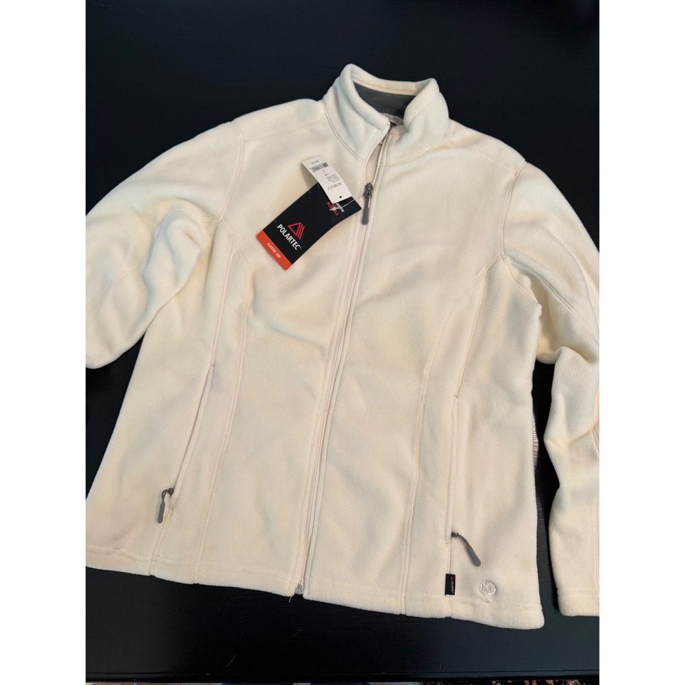Gander Mountain Polartec Fleece Jacket Womens Large Cream Full Zip Ivory Outdoor